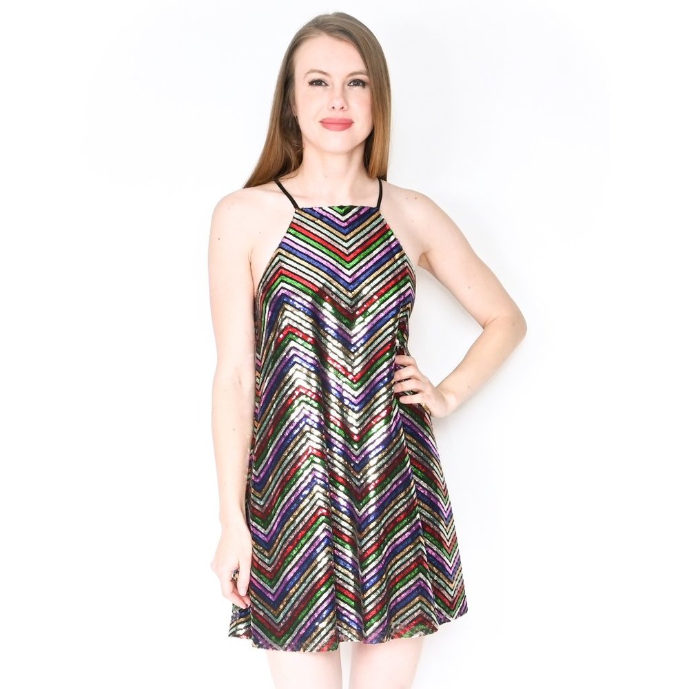 AMANDA UPRICHARD Halette Sequin Shift Mini Dress - Picture 1 of 6